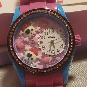 Mini Brand Handcrafted Watch - Love Skulls Theme with Pink Band